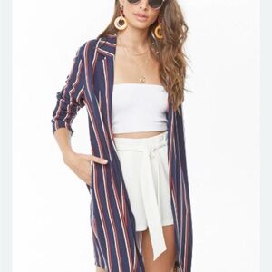 Forever 21 Navy Blazer with Stripes